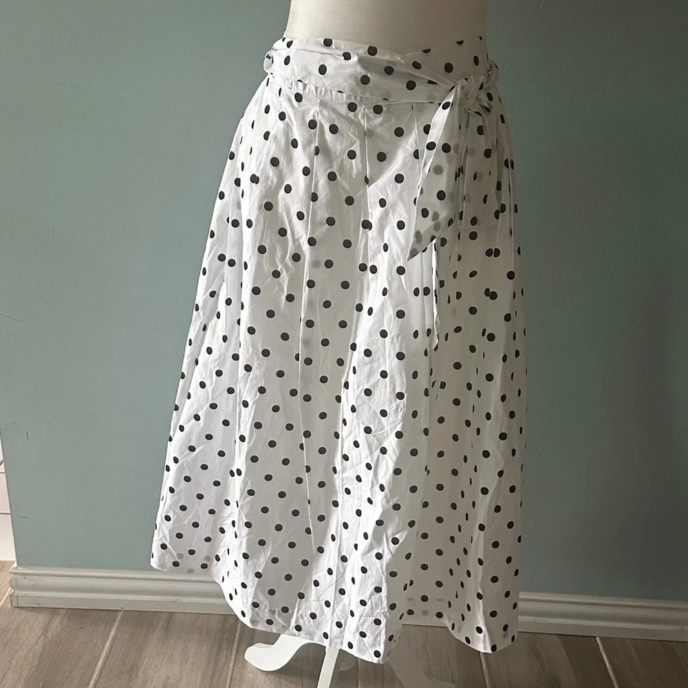 Talbots Black and White Polka Dot A-Line Skirt - Picture 4 of 8